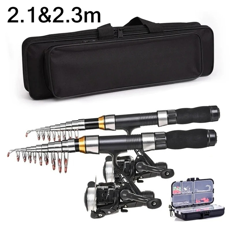 BRAVMAK 2.1/ 2.3 mTelescopic F - Fishing Rod Combo 评论和价格